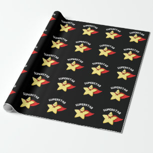 Super Star Funny Astronomy Pun Dark BG Wrapping Paper