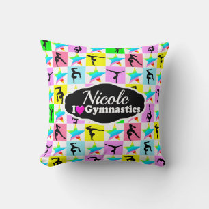 SUPER STAR GYMNAST GIRL DESIGN THROW PILLOW