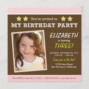 Super Star ! Invitation de la fête d'anniversaire