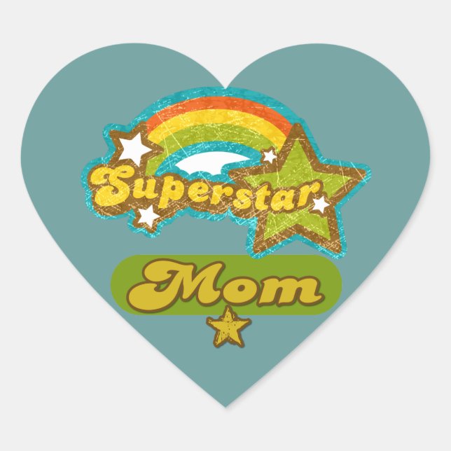 Super Star Mom Heart Sticker (Front)