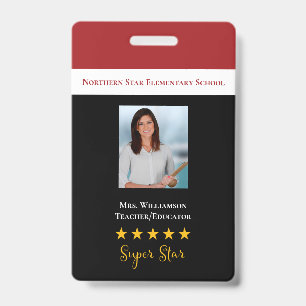 Super Star School Teacher ID Photo Badge
