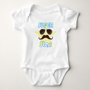Super Star with sunglasses and mustache Baby Bodysuit