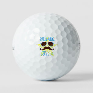 Super Star with sunglasses and mustache Golf Balls