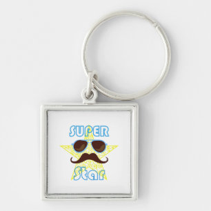 Super Star with sunglasses and mustache Keychain