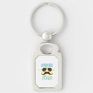 Super Star with sunglasses and mustache Keychain