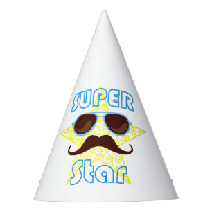 Super Star with sunglasses and mustache Party Hat