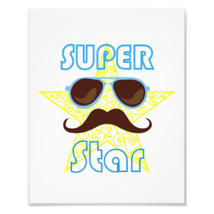 Super Star with sunglasses and mustache Photo Print