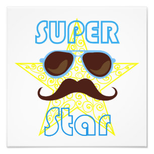 Super Star with sunglasses and mustache Photo Print
