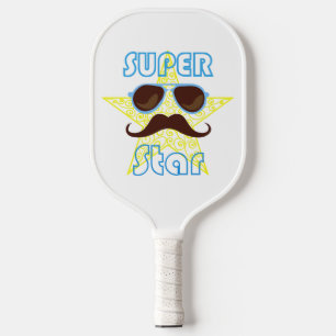 Super Star with sunglasses and mustache Pickleball Paddle
