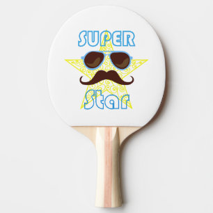 Super Star with sunglasses and mustache Ping Pong Paddle