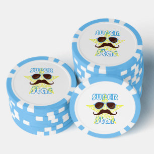 Super Star with sunglasses and mustache Poker Chips