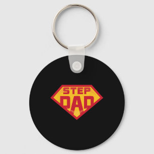 Super Stepdad Funny Hero Step Dad Birthday Fathers Keychain