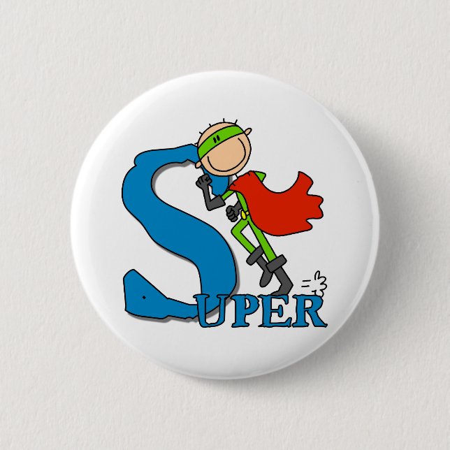 Super Stick Figure Hero 2 Inch Round Button (Front)