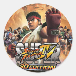 Super Street Fighter IV 3D Edition Box Art Classic Round Sticker