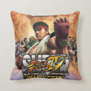 Super Street Fighter IV 3D Edition Box Art Throw Pillow