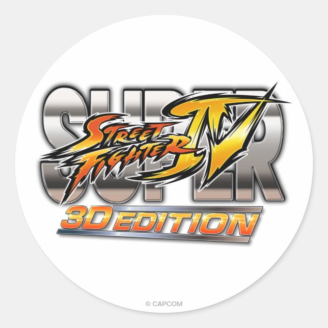 Super Street Fighter IV 3D Edition Logo Classic Round Sticker (Front)