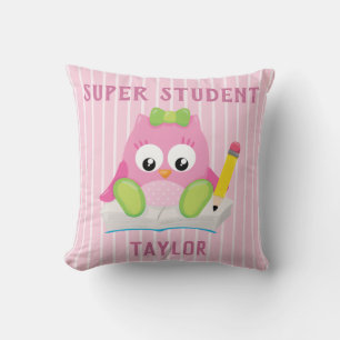 Super Student Cutie Owl Throw Pillow
