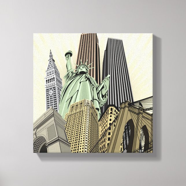 Super Stylized Cityscape NYC Canvas Print (Front)