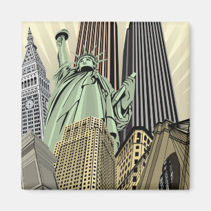 Super Stylized Cityscape NYC Magnet