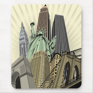 Super Stylized Cityscape NYC Mouse Pad