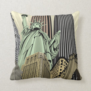 Super Stylized Cityscape NYC Throw Pillow