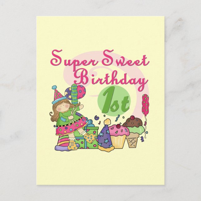 Super Sweet 1st Birthday T-shirts and Gifts Postcard (Front)