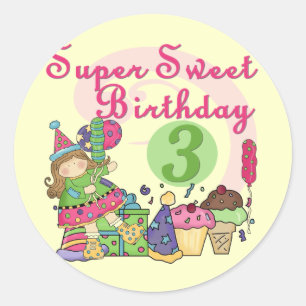 Super Sweet 3rd Birthday Tshirts and Gifts Classic Round Sticker