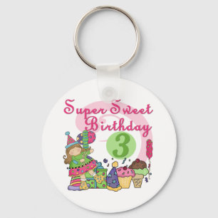 Super Sweet 3rd Birthday Tshirts and Gifts Keychain
