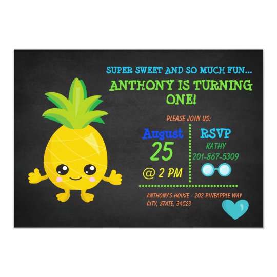 Super Sweet Pineapple First Birthday Invitation