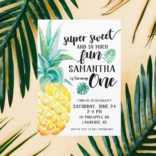Super Sweet Pineapple First Birthday Invitation (Creator Uploaded)