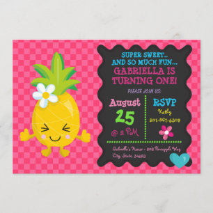Super Sweet Pineapple First Birthday Invitation