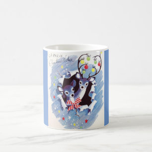 Super Sweet Vintage Blue Reindeer Christmas Magic Mug