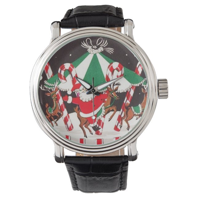 Super Sweet Vintage Christmas Santa & Reindeer Watch (Front)