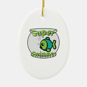 Super Swimmer Ceramic Ornament