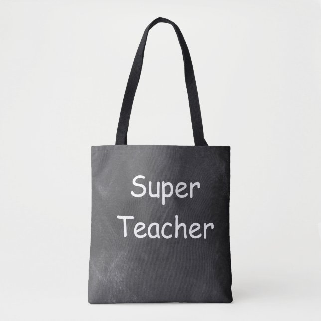 Super Teacher Chalkboard Design Gift Idea Tote Bag (Front)