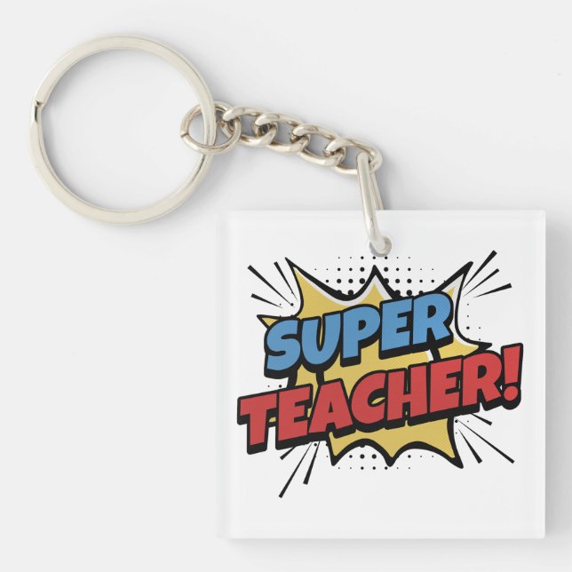 Super Teacher Comic Style Keychain (Front)
