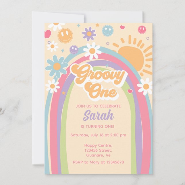 Super Un Invitation Rainbow Super UN 1er anniversa (Devant)