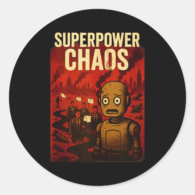 Super Wer Chaos Dystoan Satire War Consequences Gi Classic Round Sticker (Front)