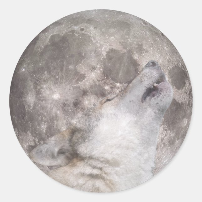 Super Wolf Moon Classic Round Sticker (Front)