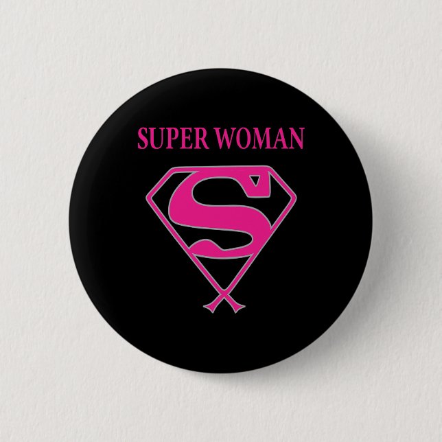 Super Woman (Breast Cancer Awareness)  2 Inch Round Button (Front)
