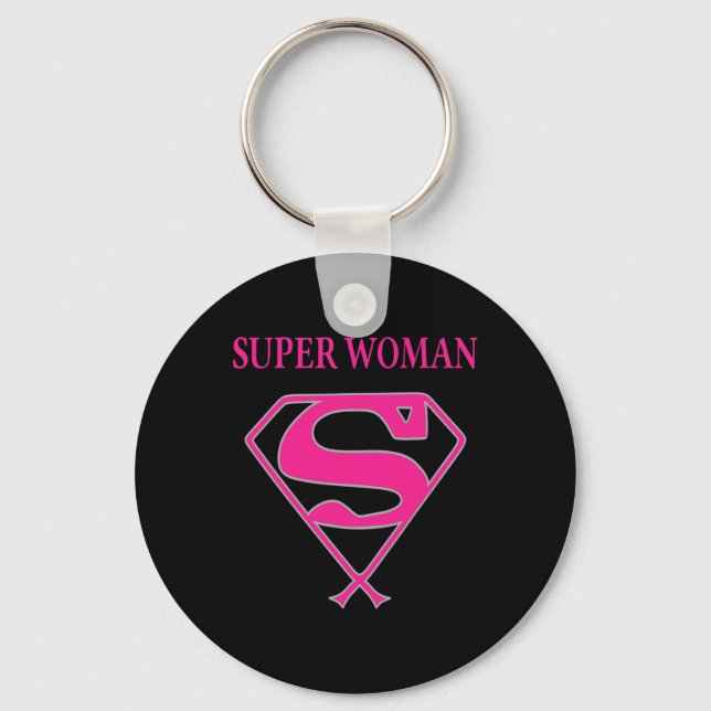 Super Woman (Breast Cancer Awareness)  Keychain (Front)