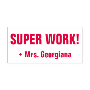 "SUPER WORK!" Assignment Marking Rubber Stamp