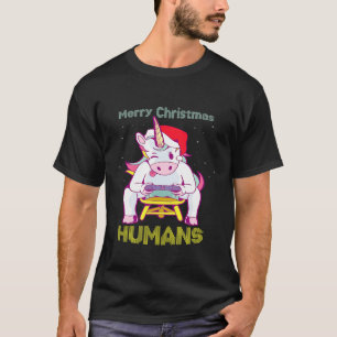 Super Xmas Unicorn Gamer Pajama For Kids Merry Xm T-Shirt