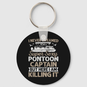 Super Y Pontoon Captain Gifts Funny Pontoon Boat B Keychain