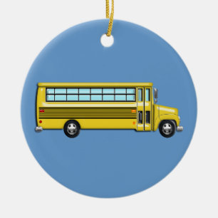 Super Yellow School Bus Ceramic Ornament