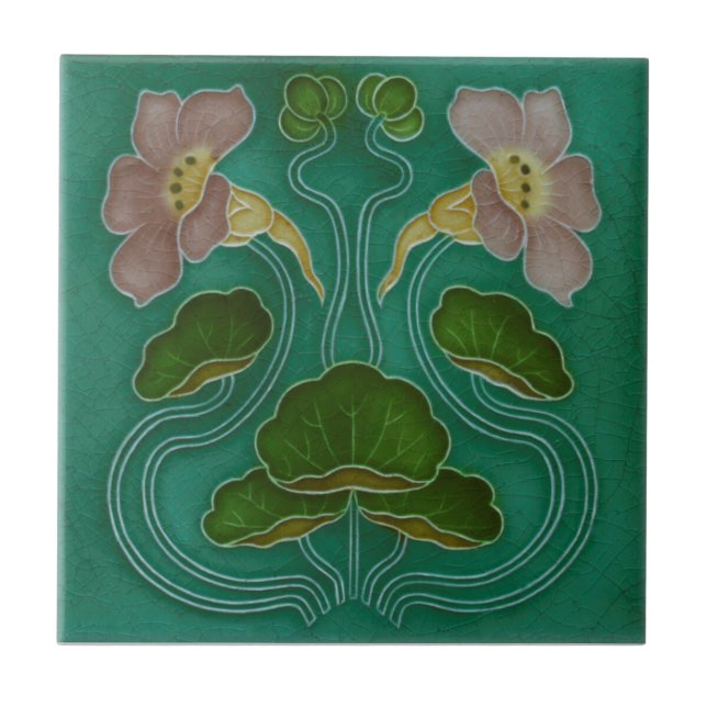 Superb Art Nouveau Gibbons Hinton Tile (Front)