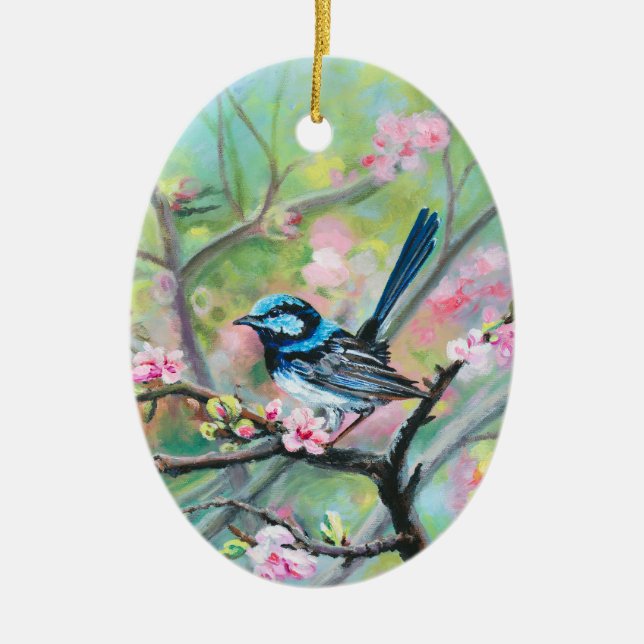 Superb Fairy Wren - Ceramic Ornament (Front)