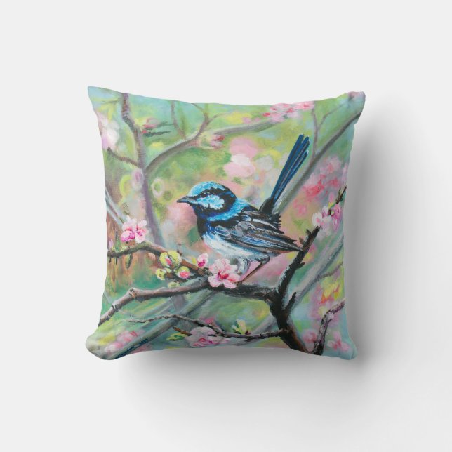 Superb Fairy Wren - Throw Pillow (Front)