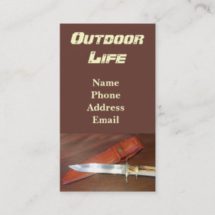 Superb Hunting Knife with Leather Case Business Card