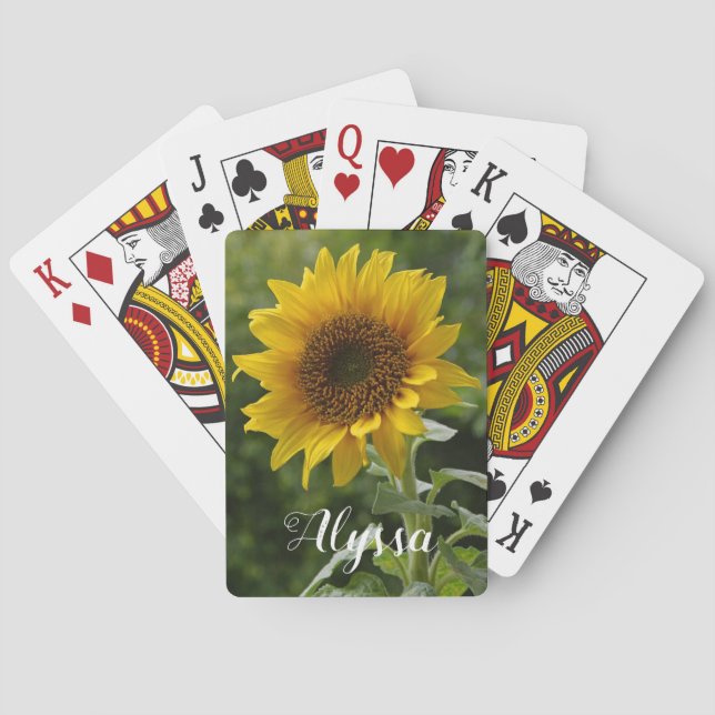 Superb Sunflower Playing Cards with Name (Back)